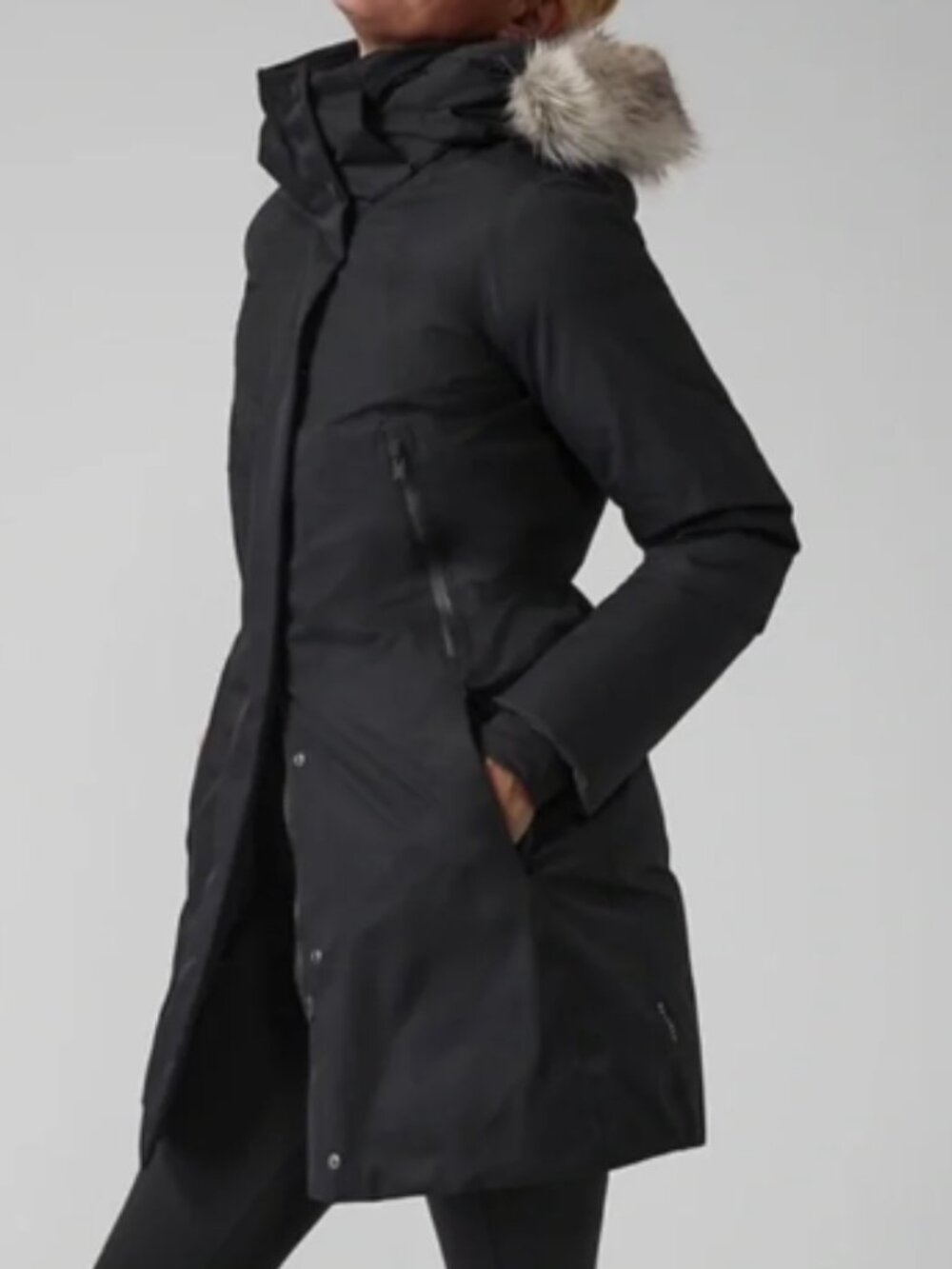 Athleta Rainout Outbound Parka II, Down Insulated, Fur Trim Hood - Womens XL